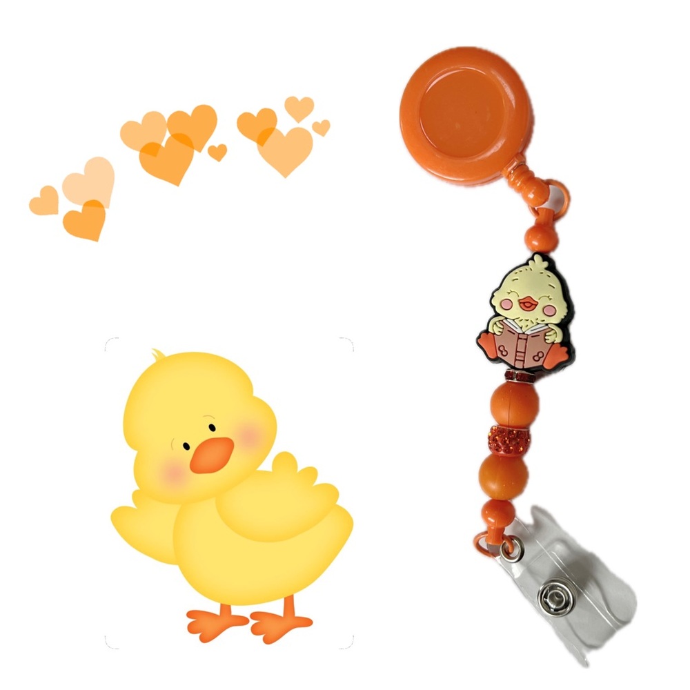 Cute Chick Badge Reel - Orange